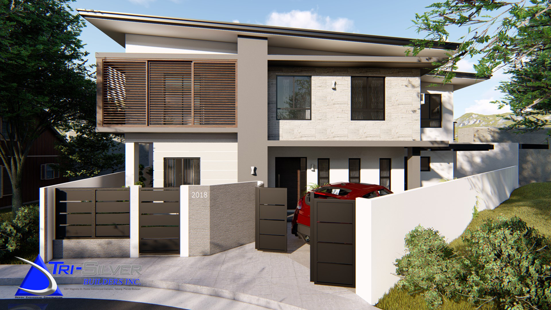 TROPICAL CONTEMPORARY 2 STOREY RESIDENTIAL HOUSE Tri silver Builders